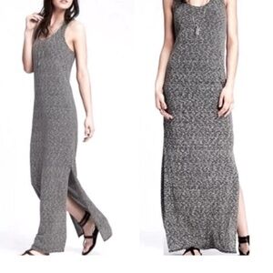 Banana Republic Textured Knit Stripe Maxi Dress sz. Medium,Black/ Gray Racerback